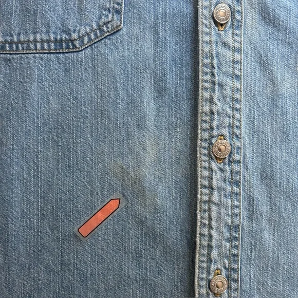 Levi's blue denim 100% cotton button up long sleeve shirt | metal buttons | XXL - Picture 8 of 11